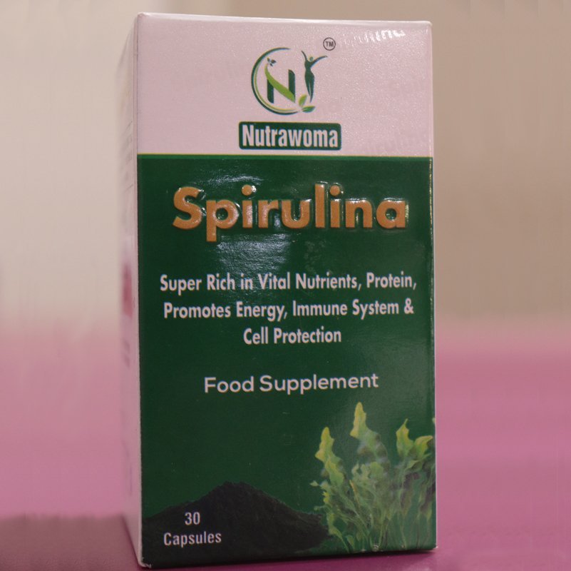 Nutrawoma Spirulina Capsules 500mg Bottle with 30 Vegetarian Capsules